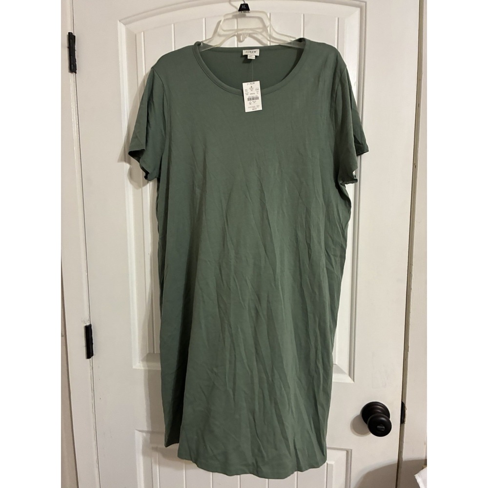 J.Crew Crew Neck Short-sleeve T-shirt Dress Olive Green Women's Size XL